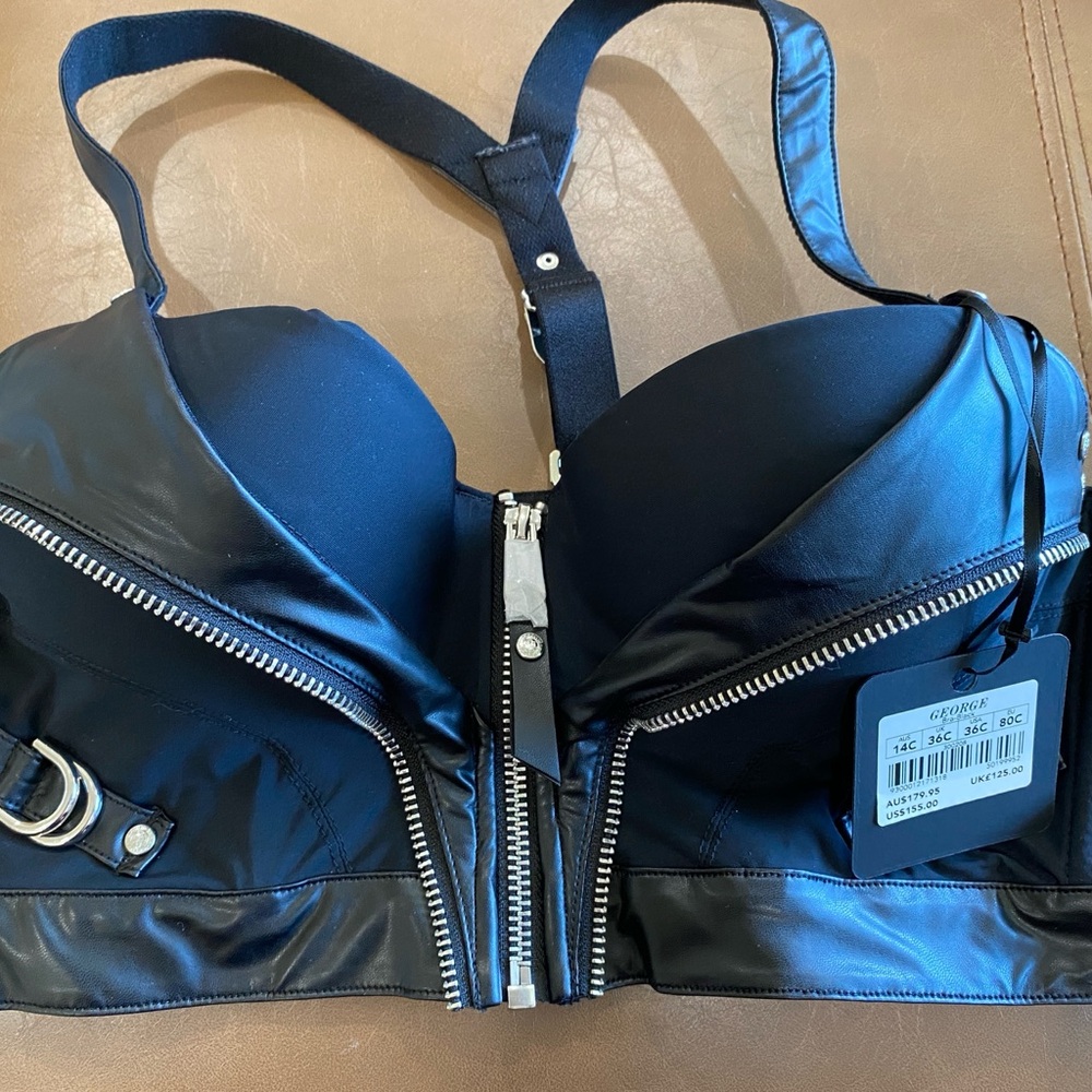 George Black Zippered Bra
